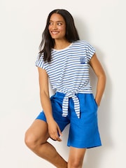 FatFace Blue Sardines Tie Front Stripe T Shirt - Image 4 of 6