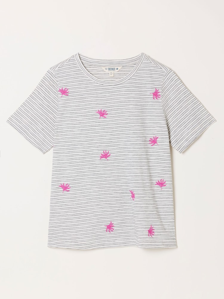 FatFace Ivory Stripe Embroidered Flower T-Shirt - Image 5 of 5 FatFace Ivory Stripe Embroidered Flower T-Shirt - Image 5 of 5