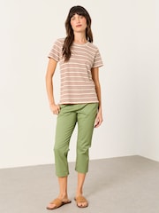 FatFace Natalie Chestnut Brown Textured Stripe T-Shirt - Image 3 of 5