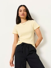 FatFace Celia Yellow Short Sleeve T-Shirt - Image 1 of 6