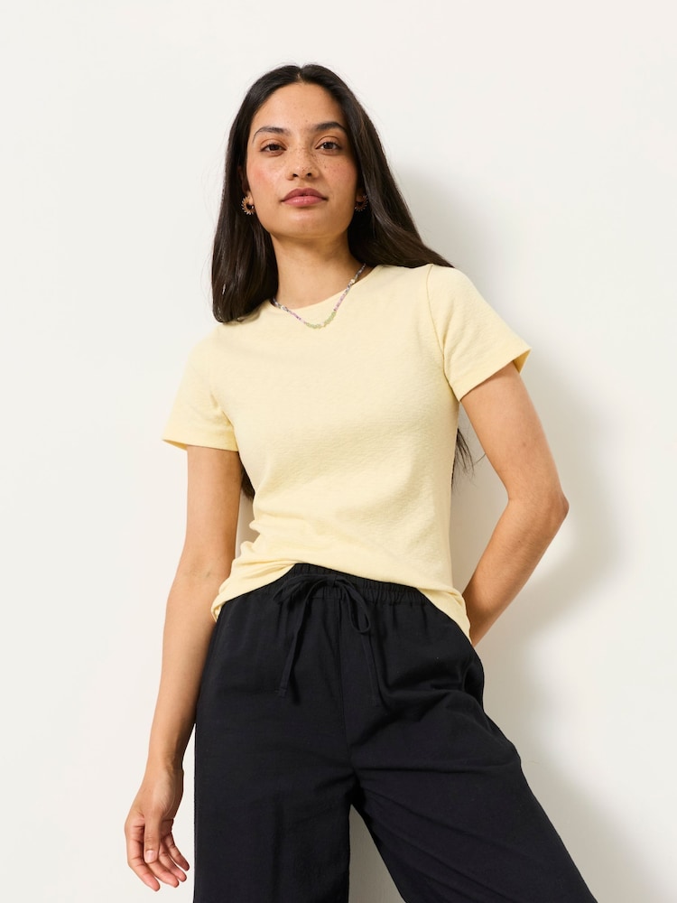 FatFace Celia Yellow Short Sleeve T-Shirt - Image 1 of 6 FatFace Celia Yellow Short Sleeve T-Shirt - Image 1 of 6
