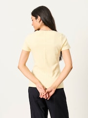 FatFace Celia Yellow Short Sleeve T-Shirt - Image 2 of 6