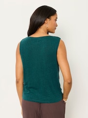FatFace Lola Dark Teal Linen Cowl Neck Tank - Image 2 of 6