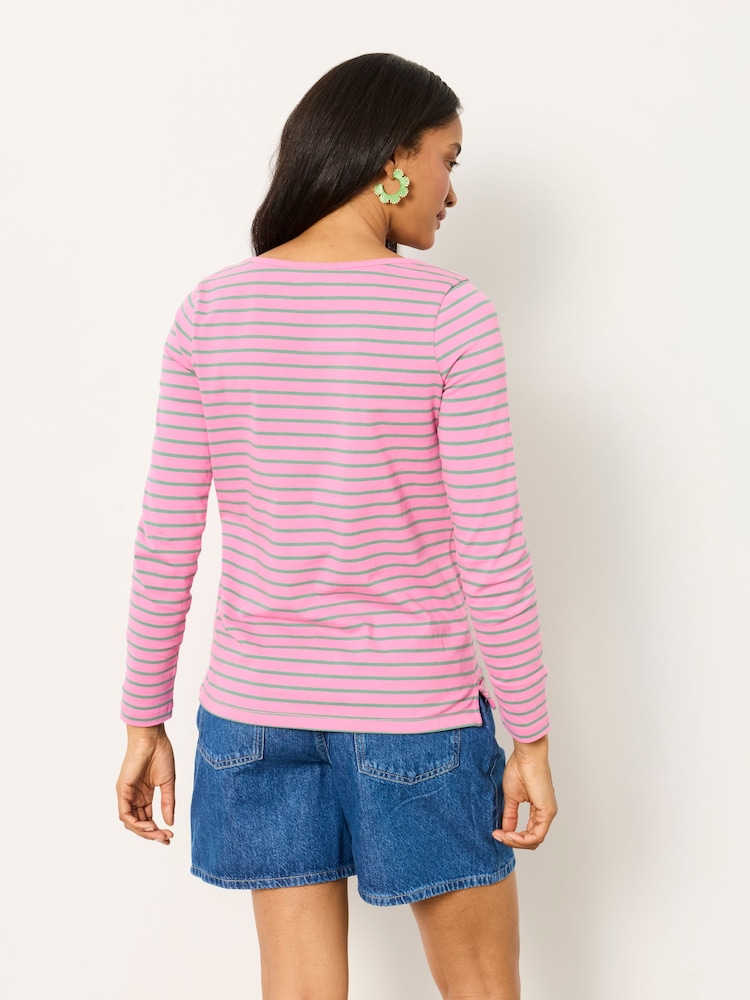 FatFace Breton Pink T Shirt - Image 2 of 6 FatFace Breton Pink T Shirt - Image 2 of 6