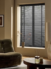 Black Volt Made To Measure 50mm Starwood 25mm Smoke Taped Venetia Blinds - Image 1 of 6
