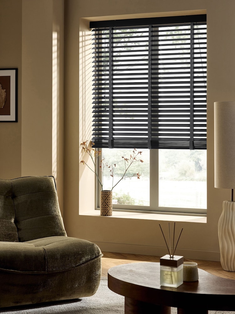 Black Volt Made To Measure 50mm Starwood 25mm Smoke Taped Venetia Blinds - Image 6 of 6