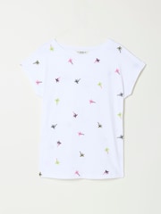 FatFace Ivy White Embroidered Palm Tree T Shirt - Image 5 of 5