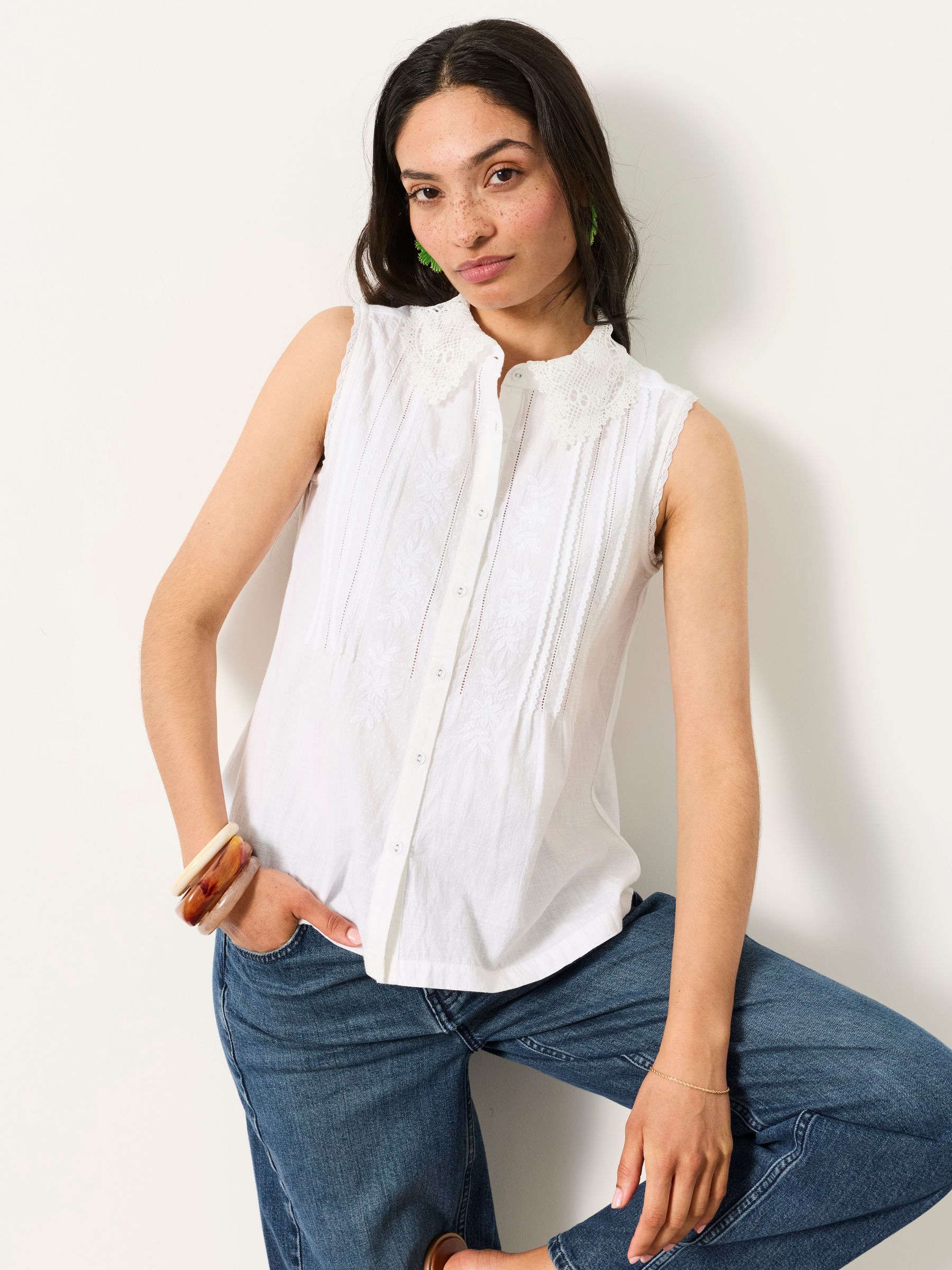 Buy FatFace Sarah White Sleeveless Jersey Shirt from Next USA