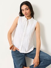 FatFace Sarah White Sleeveless Jersey Shirt - Image 1 of 5