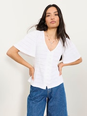 FatFace Carly White Peplum Top - Image 1 of 5