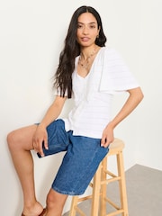 FatFace Carly White Peplum Top - Image 4 of 5