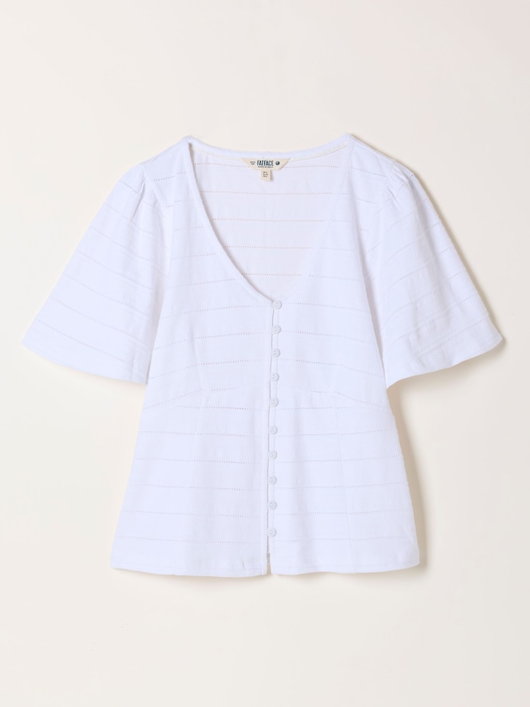 FatFace Carly White Peplum Top - Image 5 of 5