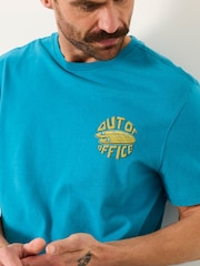 FatFace Teal Blue Out Of Office Graphic T-shirt - Image 4 of 7