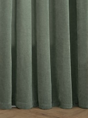 Furn Green Soft Chenille 100% Blackout Pencil Pleat Curtains - Image 6 of 8