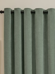 Furn Green Soft Chenille 100% Blackout Eyelet Curtains - Image 6 of 8