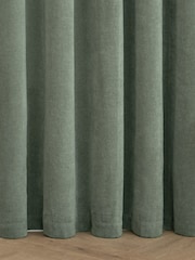 Furn Green Soft Chenille 100% Blackout Eyelet Curtains - Image 7 of 8