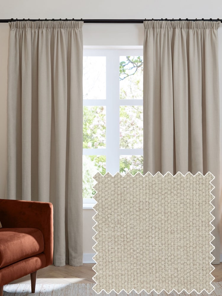 Furn Natural Soft Chenille Lined Pencil Pleat Curtains - Image 1 of 7 Furn Natural Soft Chenille Lined Pencil Pleat Curtains - Image 1 of 7