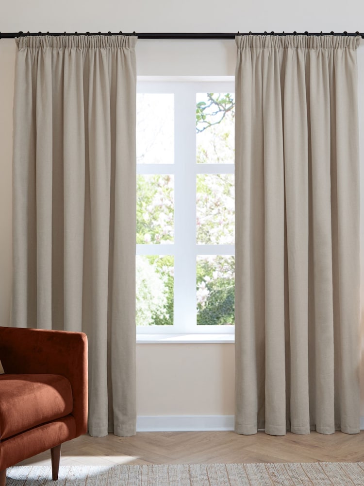 Furn Natural Soft Chenille Lined Pencil Pleat Curtains - Image 2 of 7 Furn Natural Soft Chenille Lined Pencil Pleat Curtains - Image 2 of 7
