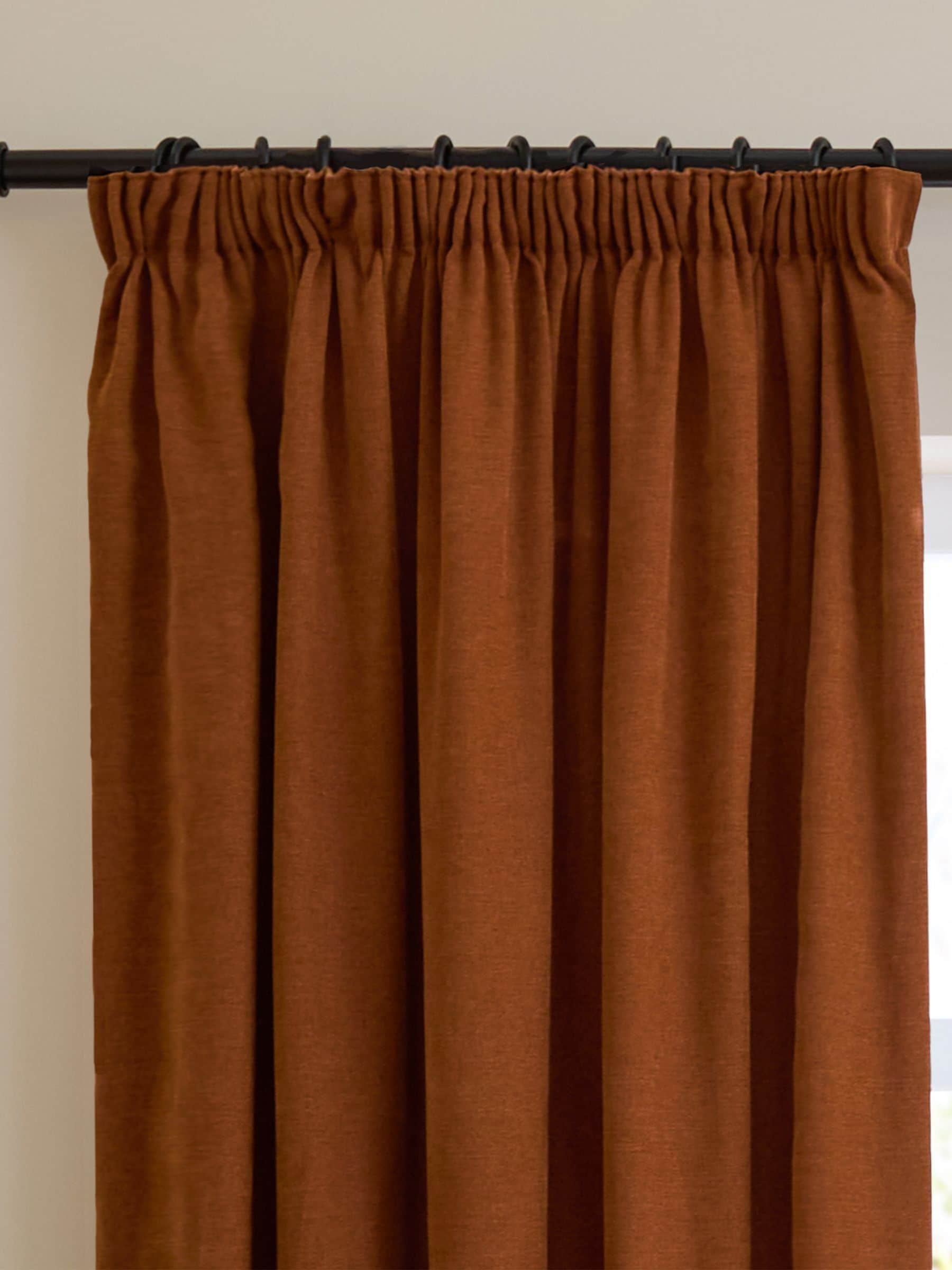 Furn Unisex Rust Lightweight Chenille Pencil Pleat Blackout Curtains - Image 1