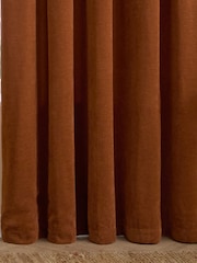 Furn Rust Soft Chenille 100% Blackout Pencil Pleat Curtains - Image 5 of 8