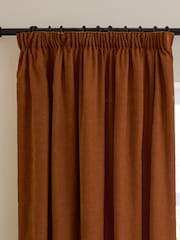 Furn Rust Soft Chenille 100% Blackout Pencil Pleat Curtains - Image 6 of 8
