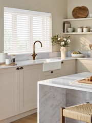 White Alina Fine Grain Made To Measure 50mm Starwood Fauxwood Venetian Blinds - Image 1 of 5