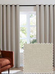 Furn Natural Soft Chenille 100% Blackout Eyelet Curtains - Image 1 of 8