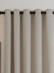 Furn Natural Soft Chenille 100% Blackout Eyelet Curtains - Image 6 of 8