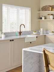 White Alina Fine Grain Made To Measure 50mm Starwood Fauxwood 25mm Tranquil Taped Venetian Blinds - Image 1 of 5