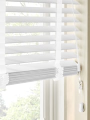 White Alina Fine Grain Made To Measure 50mm Starwood Fauxwood 25mm Tranquil Taped Venetian Blinds - Image 3 of 5