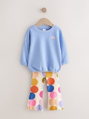 Blue Rainbow Spot Long Sleeve Top and Flare Set (3mths-7yrs) - Image 1 of 6
