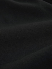 Black Linen Rich Wide Leg Trousers With Piping - Image 7 of 8