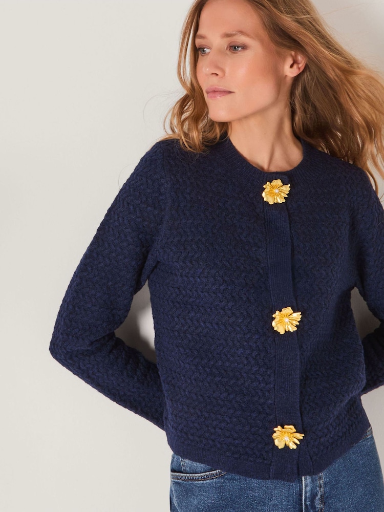 Monsoon Blue Brianne Floral Button Cardigan - Image 1 of 4 Monsoon Blue Brianne Floral Button Cardigan - Image 1 of 4