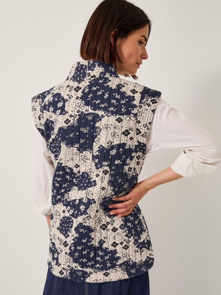 Monsoon Blue Alison Floral Quilted Gilet - Image 2 of 5