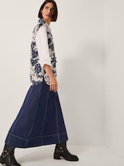 Monsoon Blue Alison Floral Quilted Gilet - Image 3 of 5