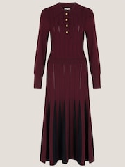 Monsoon Red Prue Knit Pleated Shirt Dress - Image 1 of 1