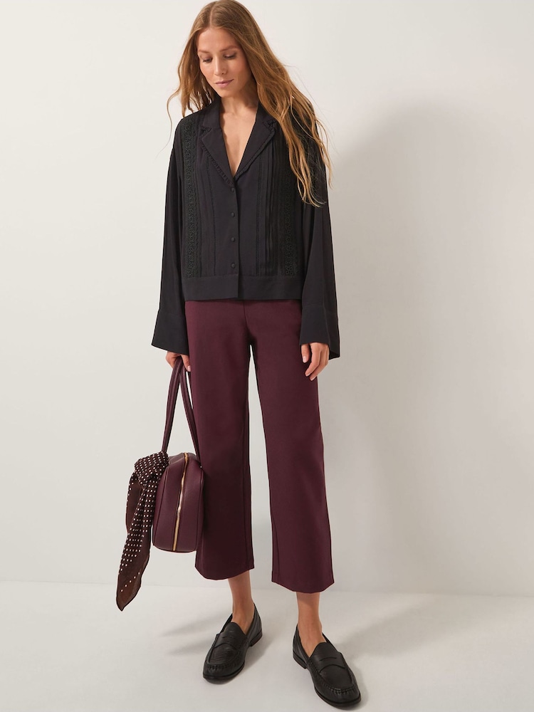 Monsoon Purple Julia Straight Crop Trousers - Image 1 of 4 Monsoon Purple Julia Straight Crop Trousers - Image 1 of 4