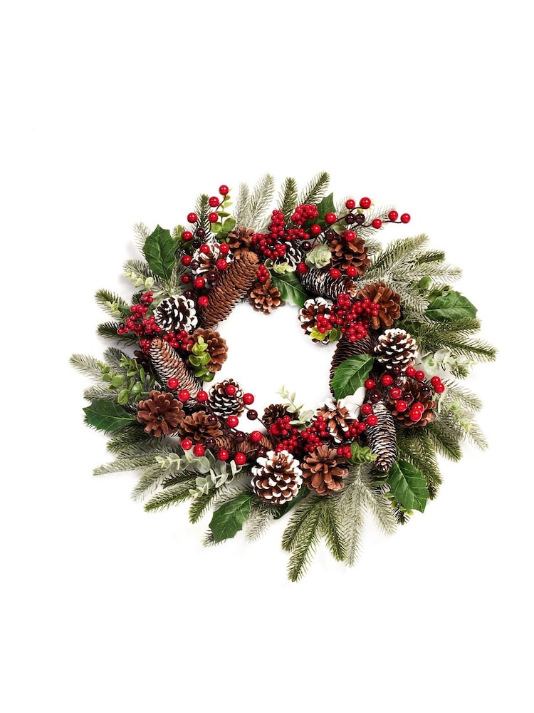 Premier Decorations Ltd 50cm Fresh Berry & Cone Wreath - Image 1 of 1 Premier Decorations Ltd 50cm Fresh Berry & Cone Wreath - Image 1 of 1