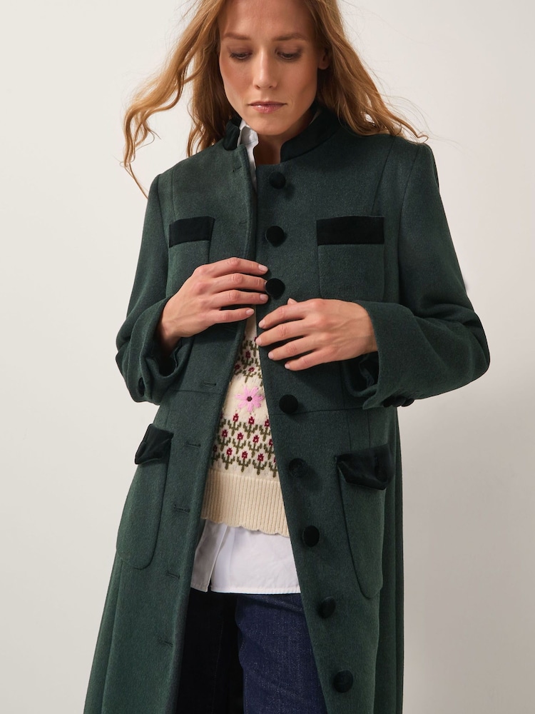 Monsoon Green Viv Velvet Trim Military Coat - Image 4 of 4 Monsoon Green Viv Velvet Trim Military Coat - Image 4 of 4