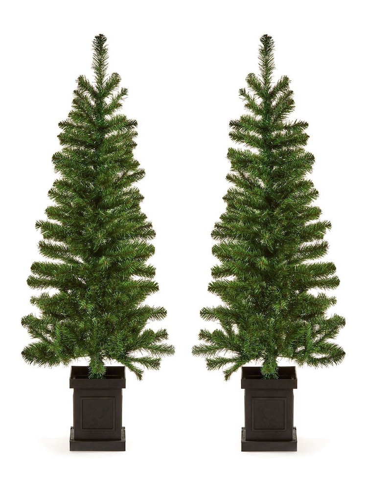 Premier Decorations Ltd 2 Pack 4.5ft Woodcote Welcome Christmas Trees - Image 1 of 4 Premier Decorations Ltd 2 Pack 4.5ft Woodcote Welcome Christmas Trees - Image 1 of 4