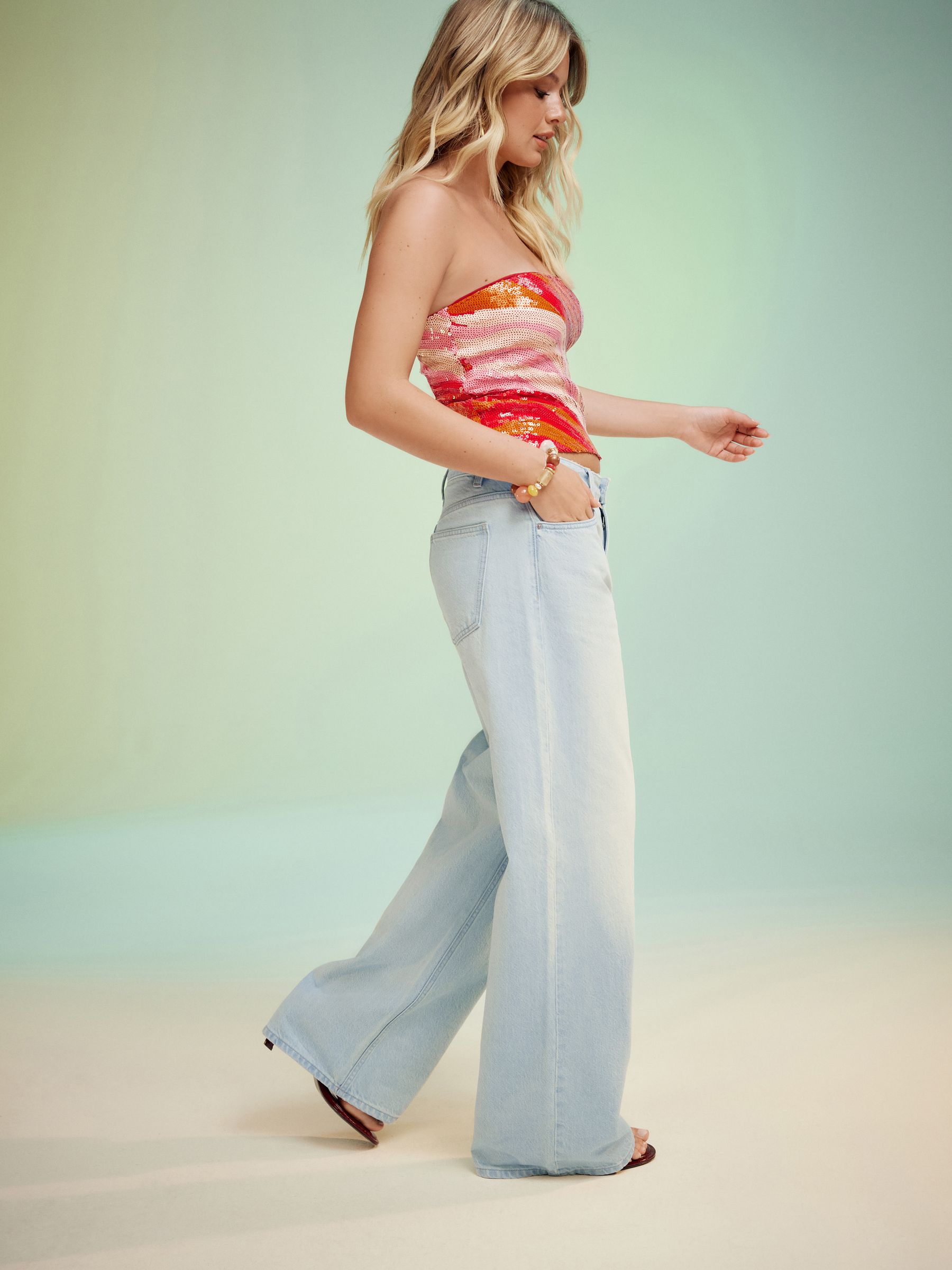 Buy Bleach Blue Wide Leg Denim Jeans from Next USA
