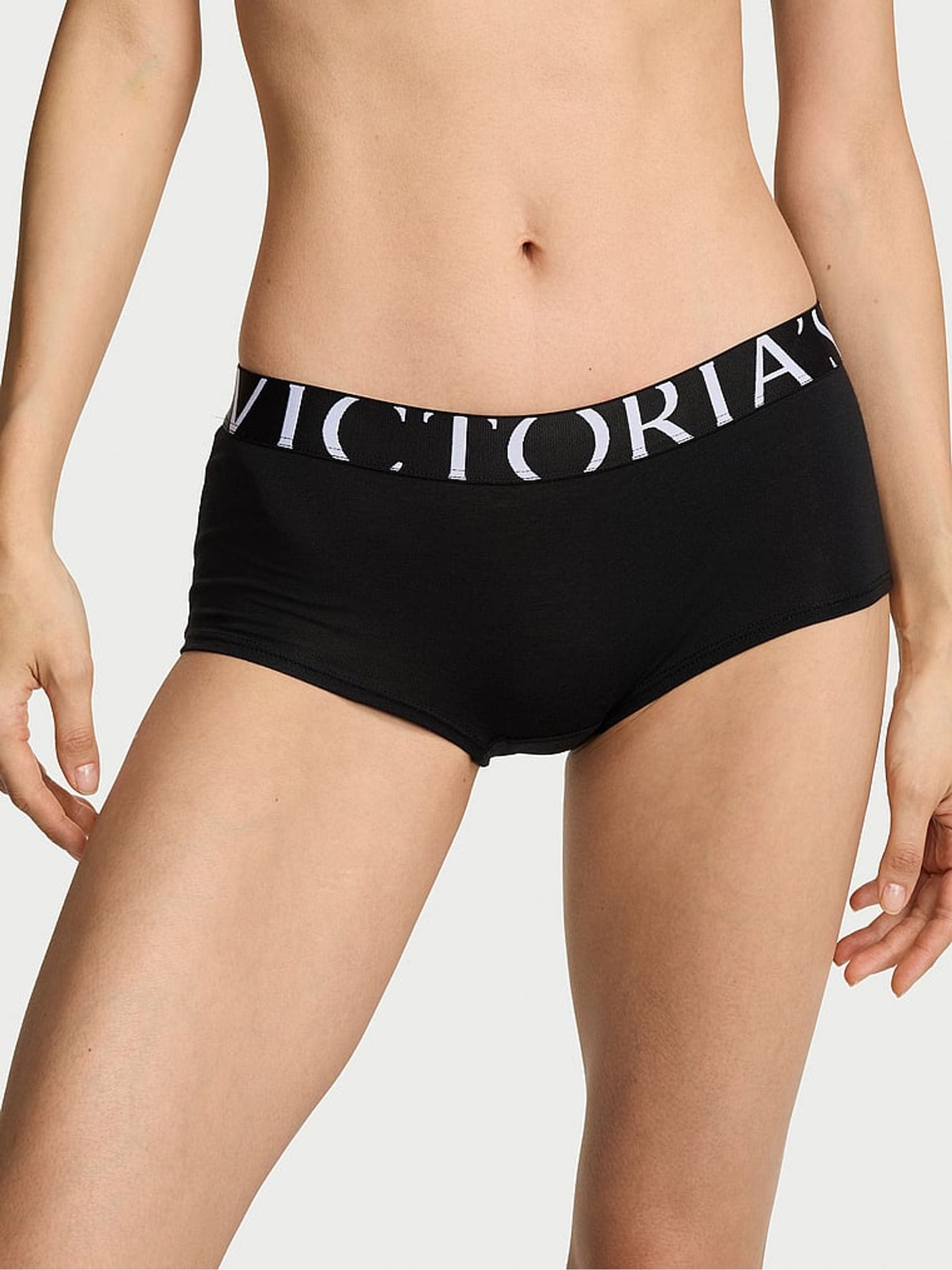 Victoria's Secret Black Short Exploded Logo Knickers