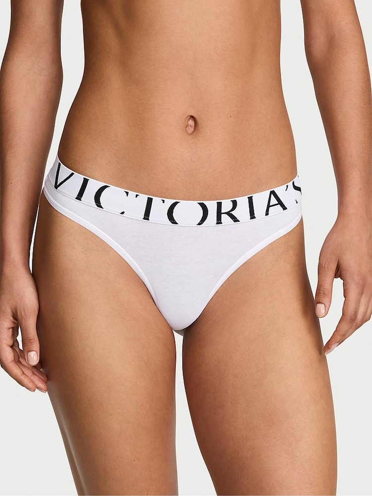 Victoria's Secret White Thong Exploded Logo Knickers - Image 1 of 2