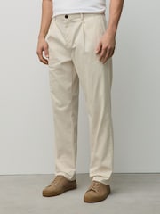 Ecru White Regular Tapered Fit Cotton Rich Stretch Chinos - Image 1 of 6