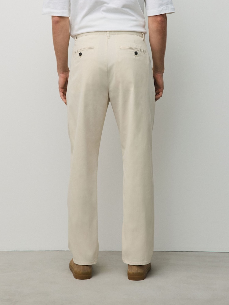 Ecru White Regular Tapered Fit Cotton Rich Stretch Chinos - Image 2 of 6 Ecru White Regular Tapered Fit Cotton Rich Stretch Chinos - Image 2 of 6