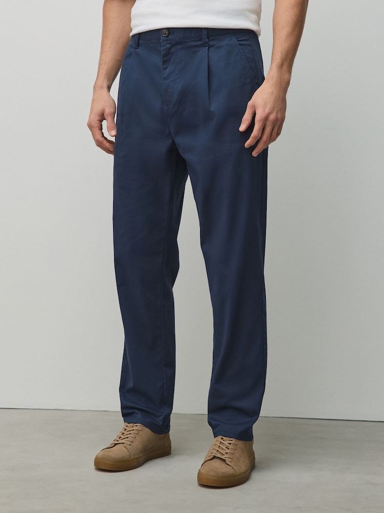 Navy Regular Tapered Fit Cotton Rich Stretch Chinos - Image 1 of 5