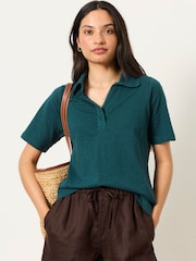 FatFace Paige Teal Blue Short Sleeve Jersey Shirt - Image 1 of 5