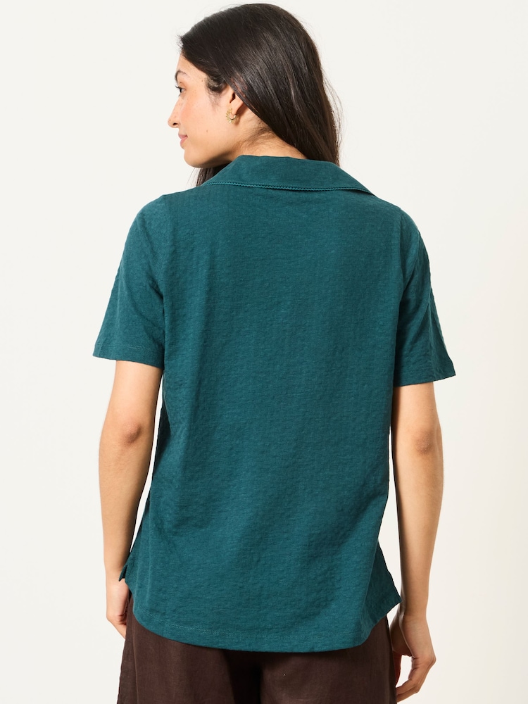 FatFace Paige Teal Blue Short Sleeve Jersey Shirt - Image 2 of 5