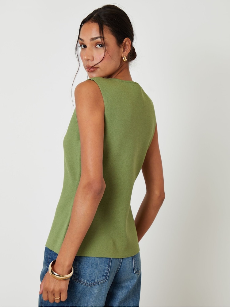 Threadbare Green Ribbed Knitted Waistcoat - Image 2 of 4 Threadbare Green Ribbed Knitted Waistcoat - Image 2 of 4