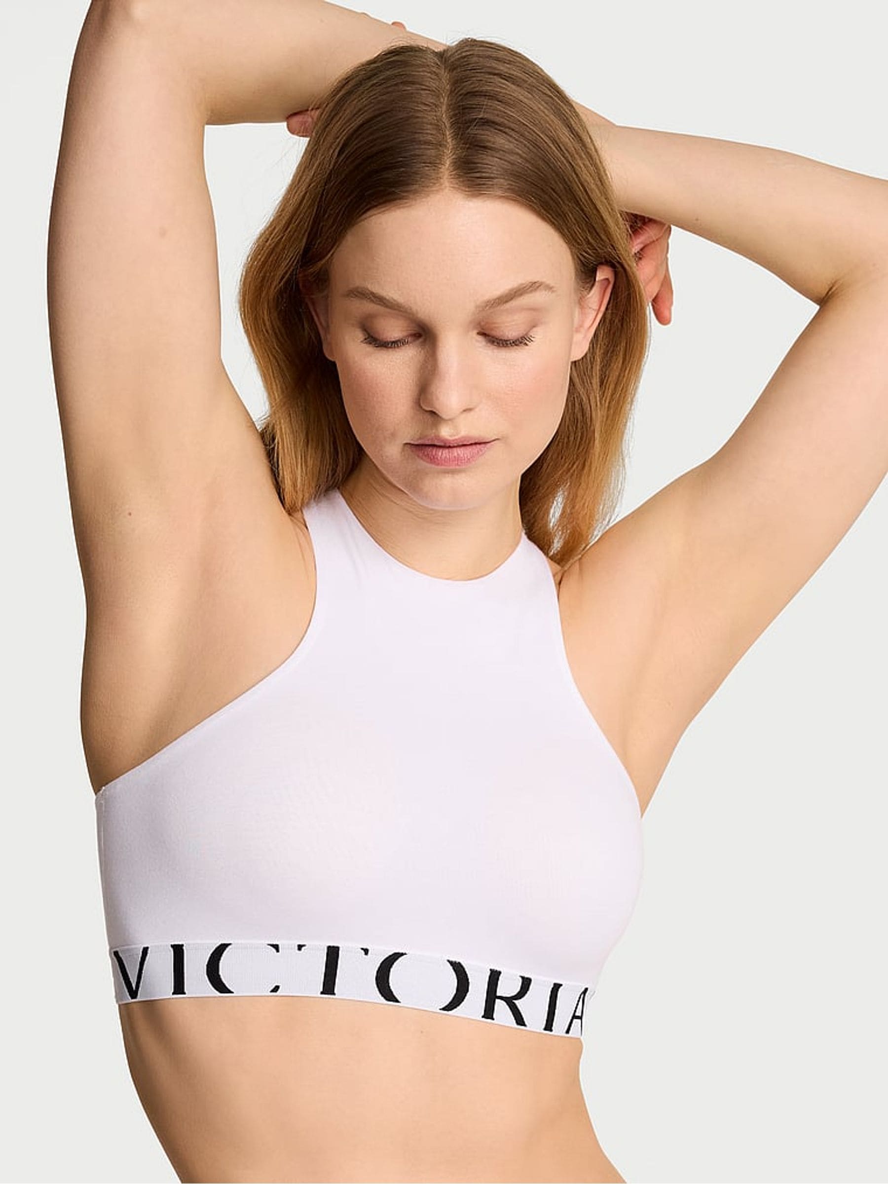 Victoria's Secret White Cotton Exploded Logo Bralette